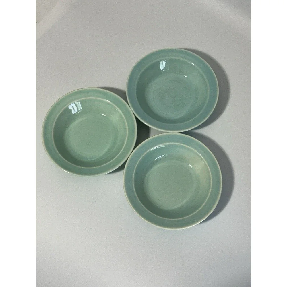 Set of 3 Vintage Lu-Ray Pastels 5.25” Dessert Or Fruit Bowls Teal Surf Green